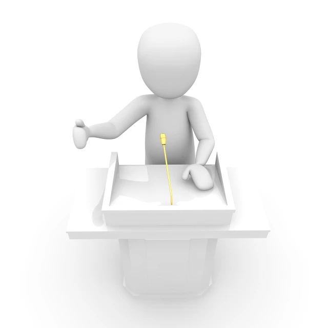 a person sitting at a table with a toothbrush in his hand, figuration libre, podium, 2 d cg, document photo, pointing
