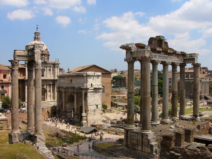 a view of the ruins of a roman city, a photo, by Alexander Scott, flickr, neo classical architecture, an achingly beautiful, trinity, opus tesellatum