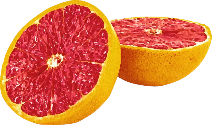 a close up of a grapefruit cut in half, a digital rendering, by Julian Allen, pixabay, digital art, posterized, tarantino, walking down, 2 0 0 0's photo