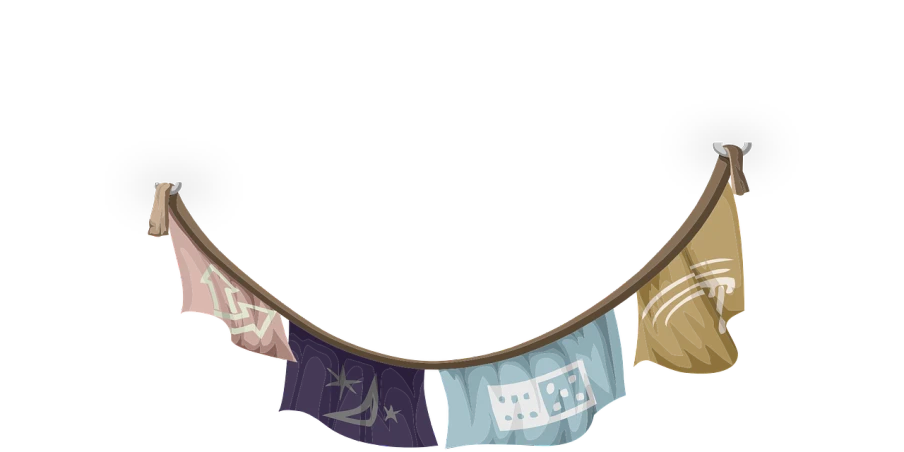 a hammock with three flags hanging from it, concept art, inspired by Masamitsu Ōta, deviantart, background(solid), on a black background, mlp, panorama shot