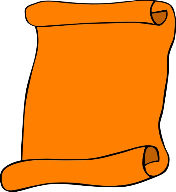 an orange scroll on a black background, thick outlines, colored accurately, an ancient, everyday plain object