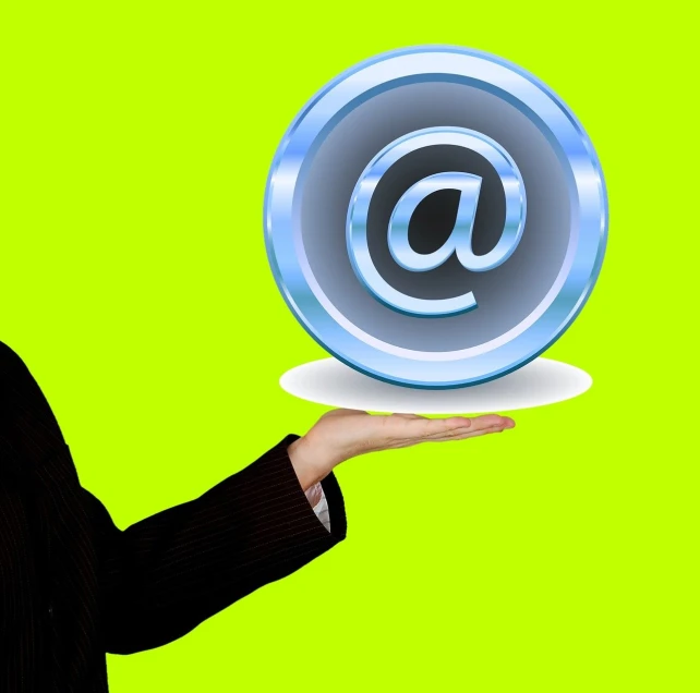 a person holding a plate with an at sign on it, a stock photo, computer art, email, modern very sharp photo, open palm, cool marketing photo