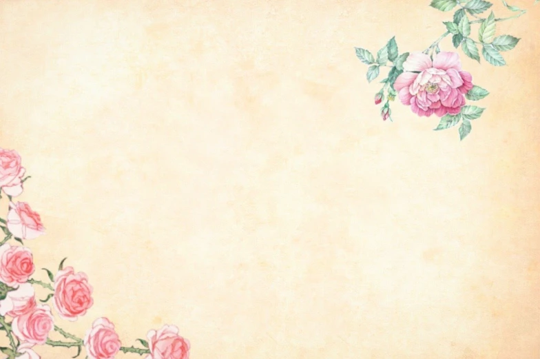 a painting of pink roses on a beige background, inspired by Katsushika Ōi, tumblr, background image, banner, paper border, high quality]