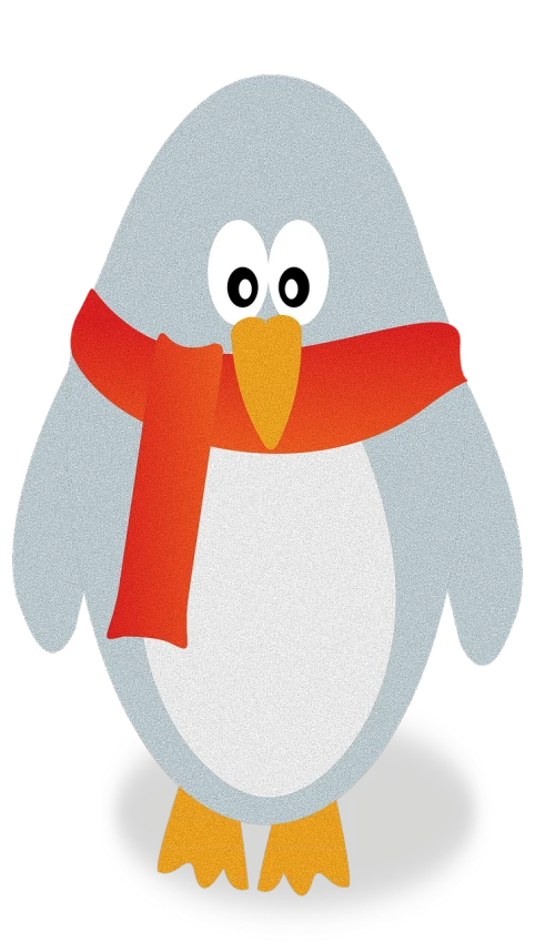 an image of a penguin wearing a scarf, a screenshot, pixabay, mingei, created in adobe illustrator, silver, looking hot, diy