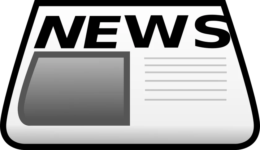 a newspaper with the word news on it, a cartoon, pixabay, black and white television still, clip art, long view, jenna barton