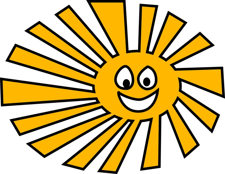a yellow sun with a smiley face on it, a picture, inspired by Shūbun Tenshō, rayonism, on a flat color black background, rays, flag, children