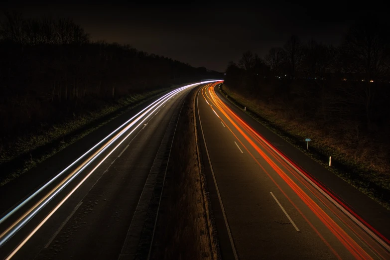 a long exposure photo of a highway at night, a picture, figuration libre, high res, automotive photography, very coherent image, long exposure photo