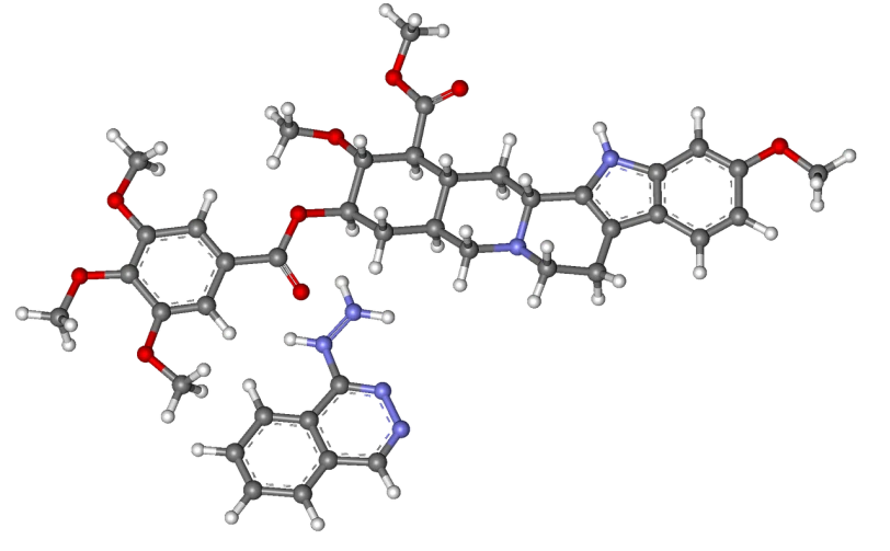 a close up of a molecule on a black background, a digital rendering, cobalt blue and pyrrol red, discovered photo, simple path traced, bad trip