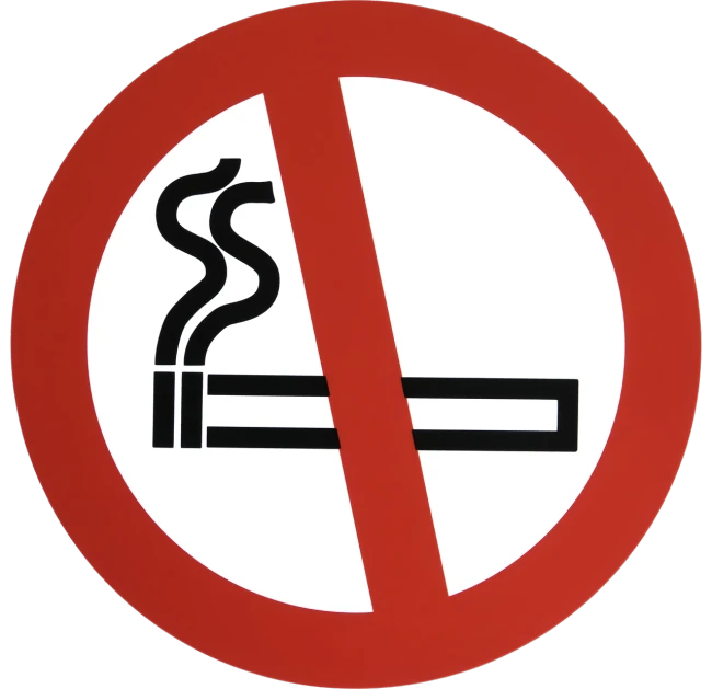 a no smoking sign on a black background, a picture, by Eva Gonzalès, pixabay, bauhaus, round, with cigar, 2000s, australian