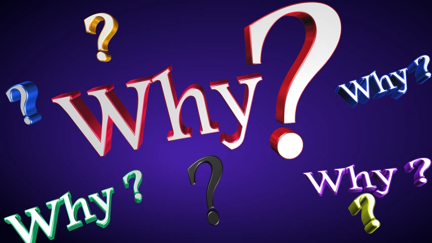 a bunch of question marks on a purple background, by Wayne England, why, banner, _3d-terms_, with a white background