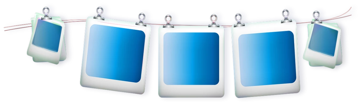 three cell phones hanging on a clothes line, digital art, by Andrei Kolkoutine, flickr, digital art, blue border, whiteboards, banner, in a row