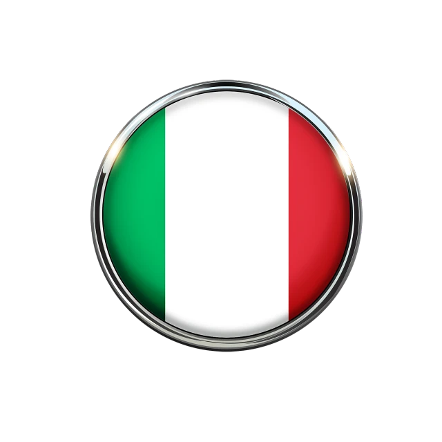 a button with the flag of italy on it, a digital rendering, digital art, on black background, 🕹️ 😎 🔫 🤖 🚬, chromed metal, border