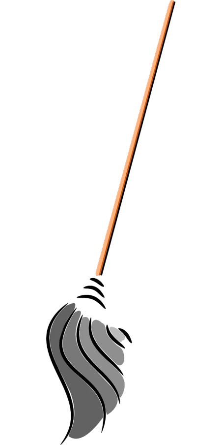 a broom with a wooden handle on a black background, a digital painting, inspired by Sugimura Jihei, dribble, (empty black void), an orange, l · lawliet, erte