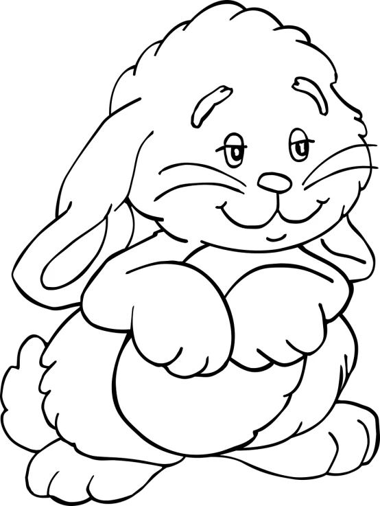 a black and white drawing of a rabbit, lineart, shutterstock, acrace catoon, a brightly colored, 872637744, looking happy