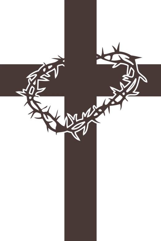 a cross with a crown of thorns on it, an album cover, deviantart, brown, [[blood]], emo, cr3