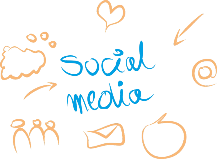 a group of social media icons on a black background, graffiti, ad image, cute:2, drawn image, excellent