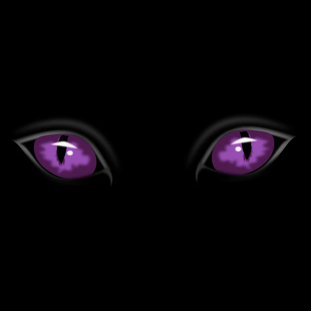 a close up of a cat's eyes in the dark, vector art, deviantart, purple and black, dragon eyes, eyes). full body, hd vector art