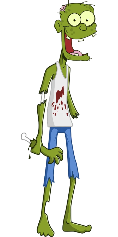 a cartoon zombie with a knife in his hand, deviantart, digital art, kermit, zoomed out full body, :3, wallpaper!