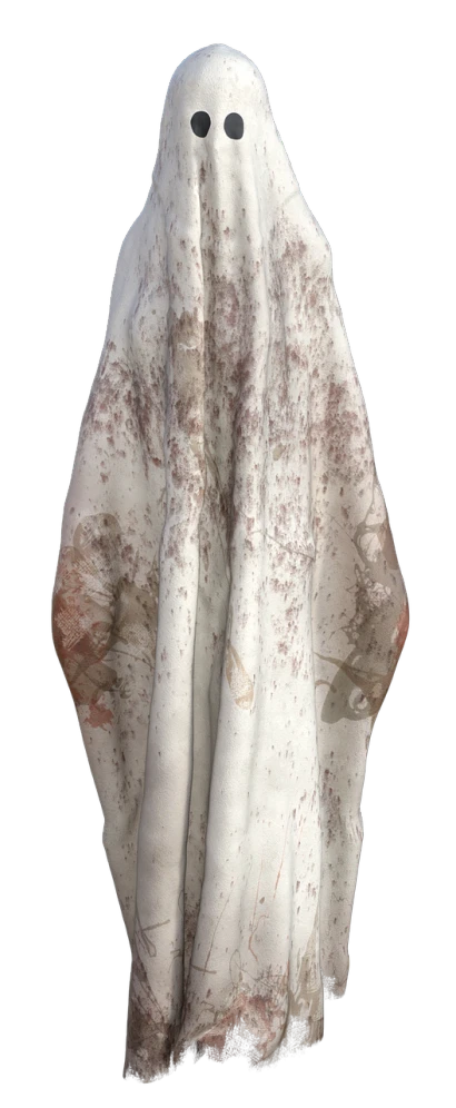 a close up of a person in a ghost costume, inspired by Anna Füssli, conceptual art, 4 k seamless mud texture, meat texture, all dirty with severed limbs, large draped cloth