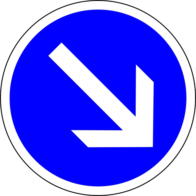 a blue sign with a white arrow pointing down, by Jan Zrzavý, no gradients, elbow, drive out, 8 0 0 mm