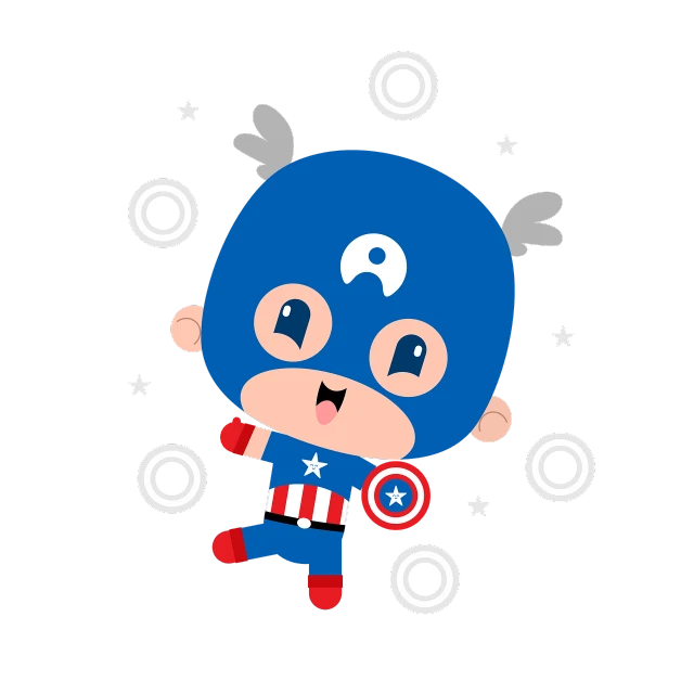 a cartoon character dressed in a captain costume, vector art, process art, super cute, in night, vader as captain america, dream animal cute eyes