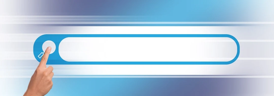 a close up of a person touching a button, a picture, gradient cyan to blue, banner, background bar, empty background