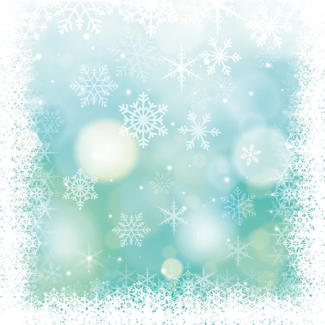 a blue and white background with snowflakes, by Ai-Mitsu, shutterstock, green sparkles, higher detailed illustration, square, day light