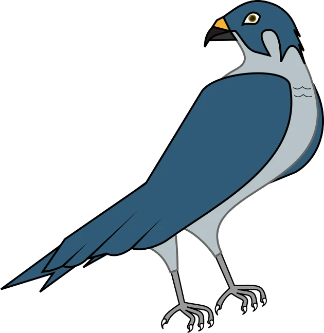 a close up of a bird on a white background, an illustration of, blue and gray colors, cartoon style illustration, merlin, full color illustration