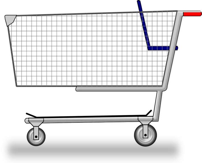 a shopping cart on a black background, a digital rendering, by Andrei Kolkoutine, digital art, detailed grid as background, 2d side view, video game asset, mall background