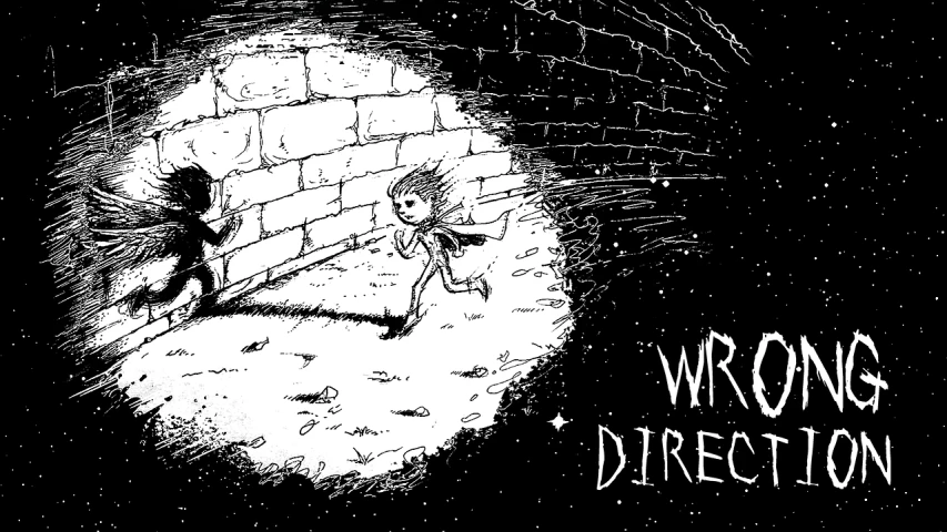 a black and white drawing of a person and a cat, concept art, inspired by William Stout, deviantart contest winner, conceptual art, walter white hiding in a sewer, website banner, drifting around a corner, wizard fighting a golem