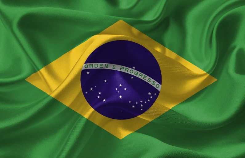 the flag of brazil is waving in the wind, shutterstock, digital art, square, closeup 4k, julia sarda, mathematical
