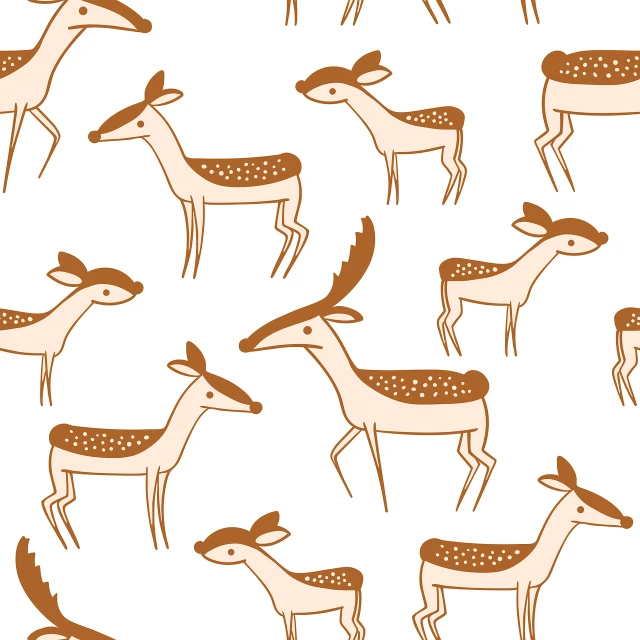 a group of deer standing next to each other, a cave painting, folk art, wallpaper pattern, whole page illustration, sketch illustration, repeat pattern