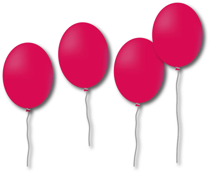 a group of red balloons floating in the air, by Rhea Carmi, pixabay, digital art, on a flat color black background, pinkie pie, lined up horizontally, pink