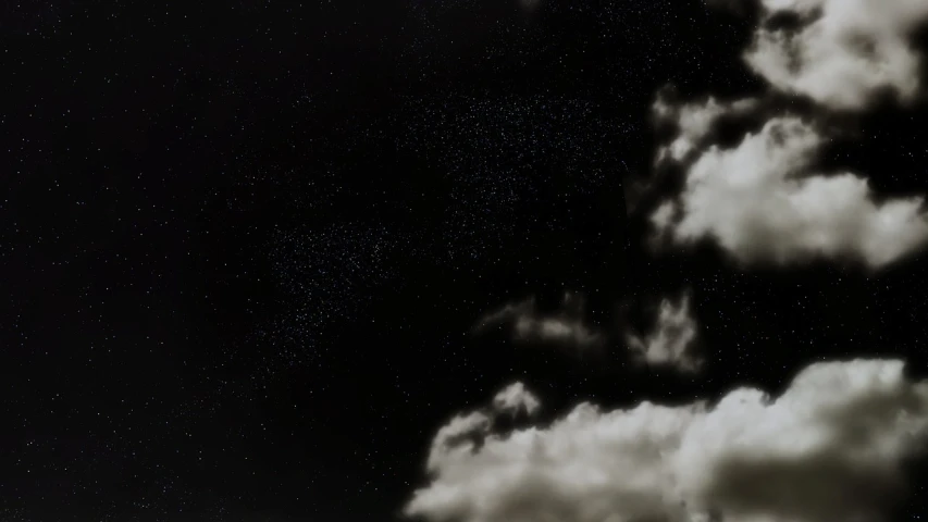 there is a plane that is flying in the sky, an ambient occlusion render, inspired by Arkhip Kuindzhi, black sky full of stars, hyper realistic clouds, background ( dark _ smokiness ), skybox