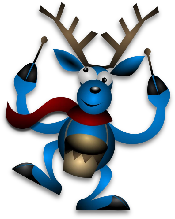 a cartoon reindeer holding a knife and fork, vector art, reddit, hurufiyya, blue dog, banjo kazooie, !!! very coherent!!! vector art, blue colored