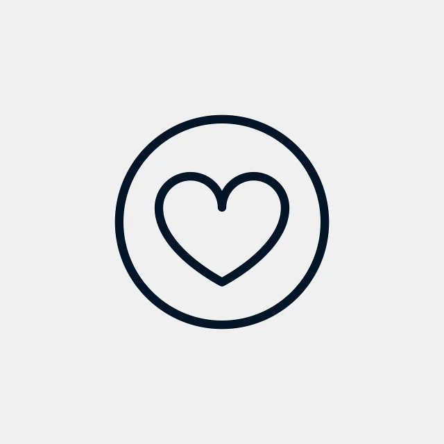 a heart in a circle on a white background, a picture, minimalism, navy, clean linework, love os begin of all, rounded