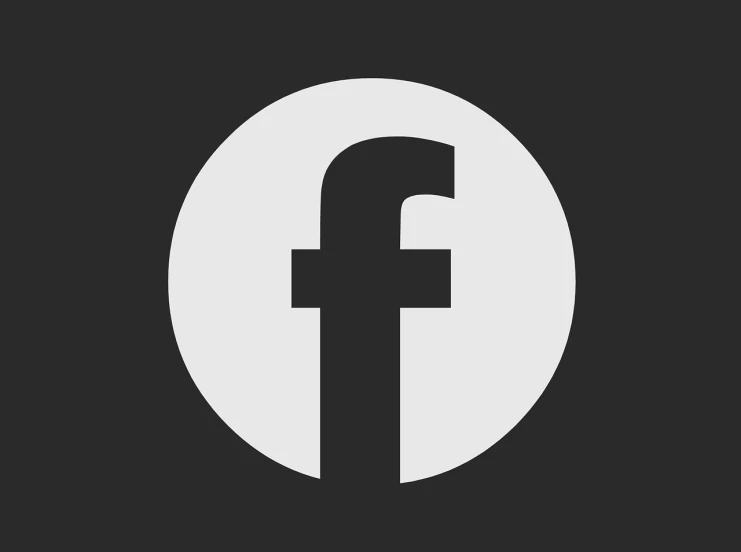 a white facebook logo on a black background, a black and white photo, pixabay, bauhaus, flat vector graphic, solid dark grey background, round faced, furaffinity