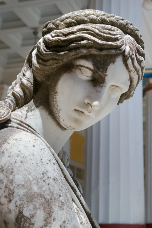 a close up of a statue of a woman, flickr, neoclassicism, greece, serious composure, over-shoulder shot, alexandra fomina