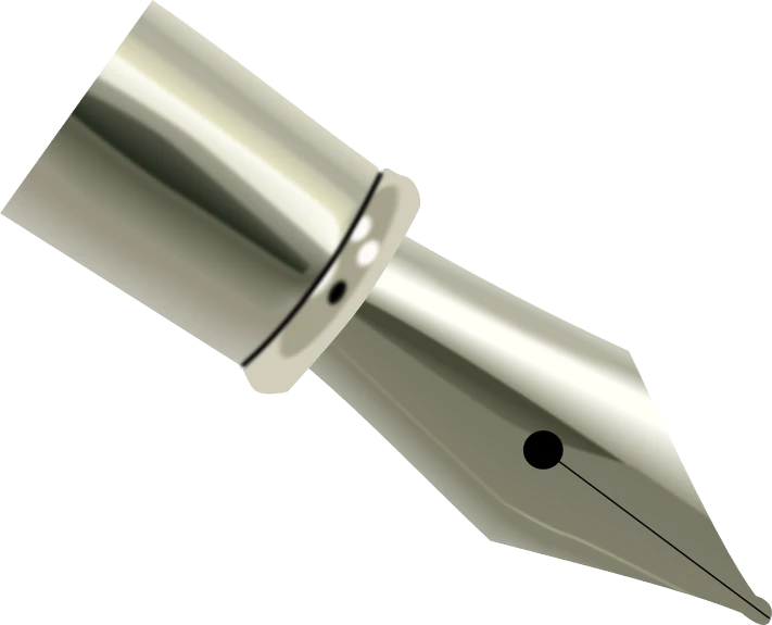 a silver fountain pen sitting on top of a white surface, a digital rendering, by David Burton-Richardson, academic art, vectorised, no gradients, steel joint, round head