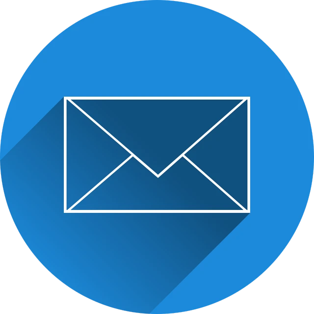 an email envelope icon with a long shadow, by Matt Stewart, pixabay contest winner, postminimalism, blue circular hologram, white outline, children, frameless