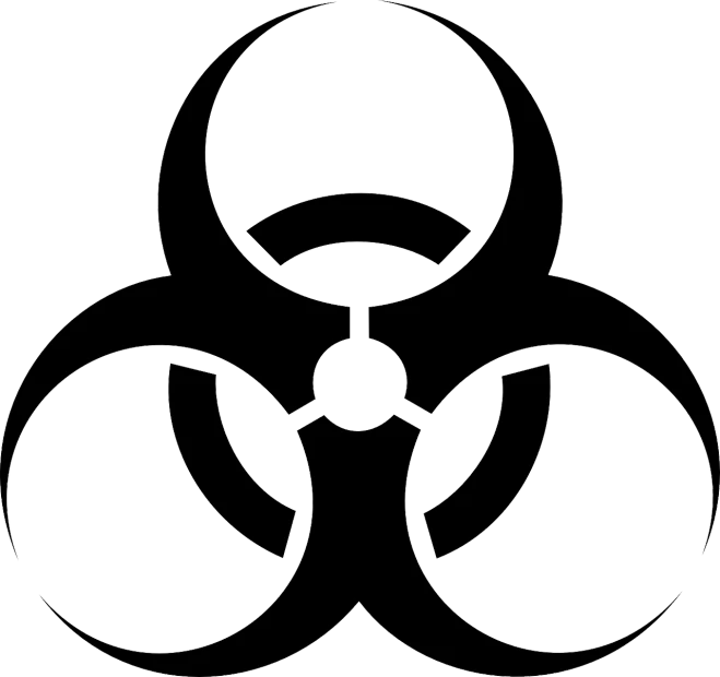 a black and white biohazard symbol on a white background, vector art, by Matt Stewart, nuclear art, clean vector art, wikimedia, sewage, 2 0 0 0's photo