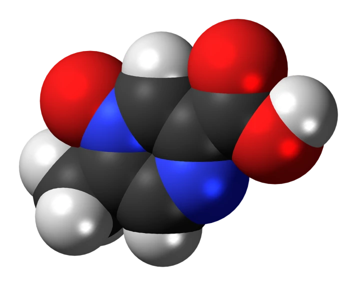 a group of red, white and blue spheres, a digital rendering, by Jon Coffelt, flickr, detailed chemical diagram, dark shading, bottle, psilocybin