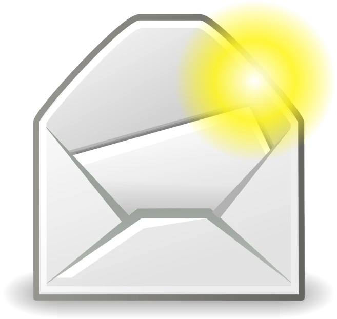 an envelope with a sun coming out of it, inspired by Masamitsu Ōta, pixabay, glossy shiny reflective, optimus sun orientation, white!!, horn