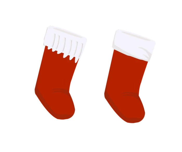 a pair of red stockings sitting next to each other, a digital rendering, on a flat color black background, holiday, seperated game asset, seen from below