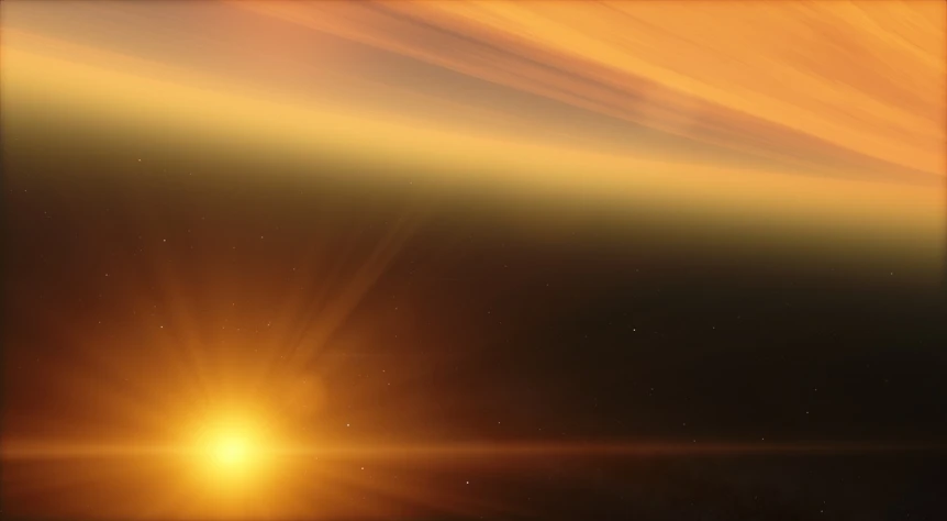 the sun is shining brightly over the horizon, light and space, beautiful lighting uhd, orange gas giant, sunset photo