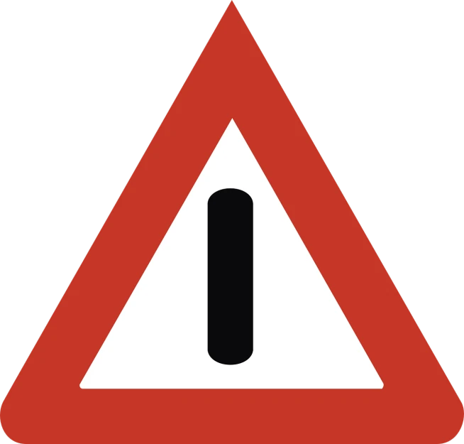 a close up of a red and white triangular sign, pixabay, suprematism, belgium, no gradients, unobstructed road, black border