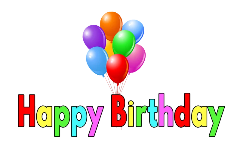 a bunch of balloons with the words happy birthday, with a black background, clipart, then another, colorful”