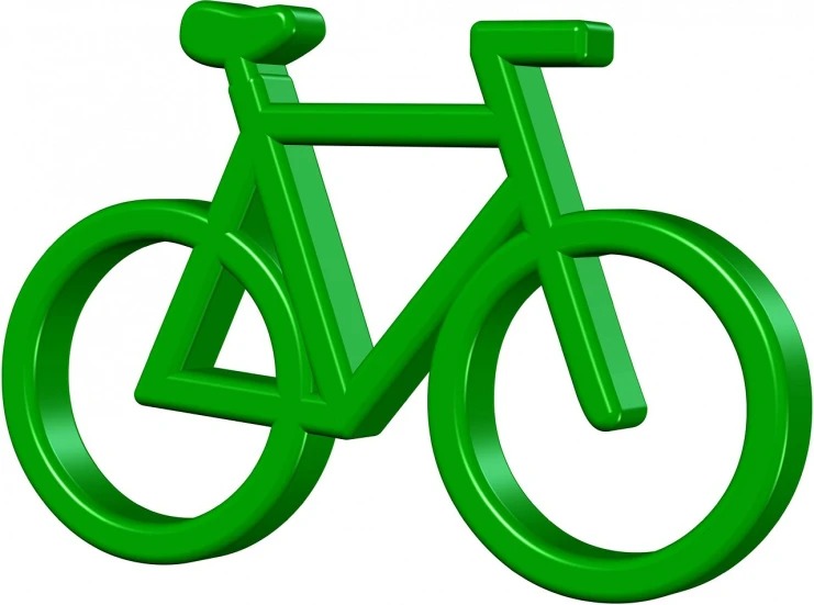 a close up of a green bike on a white background, pixabay, digital art, istockphoto, symbols, 3 d vector, plastic