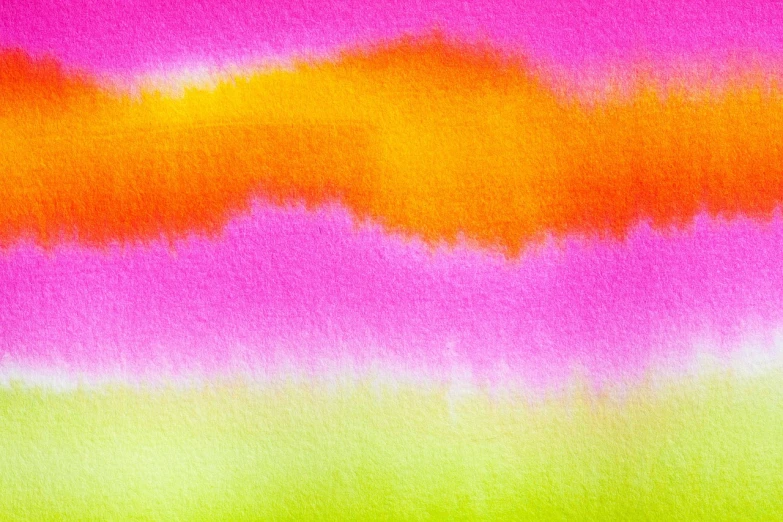 a close up of a colorful watercolor painting, a watercolor painting, inspired by Morris Louis Bernstein, shutterstock, color field, neon gradient, pink clouds background, painted in high resolution, felt