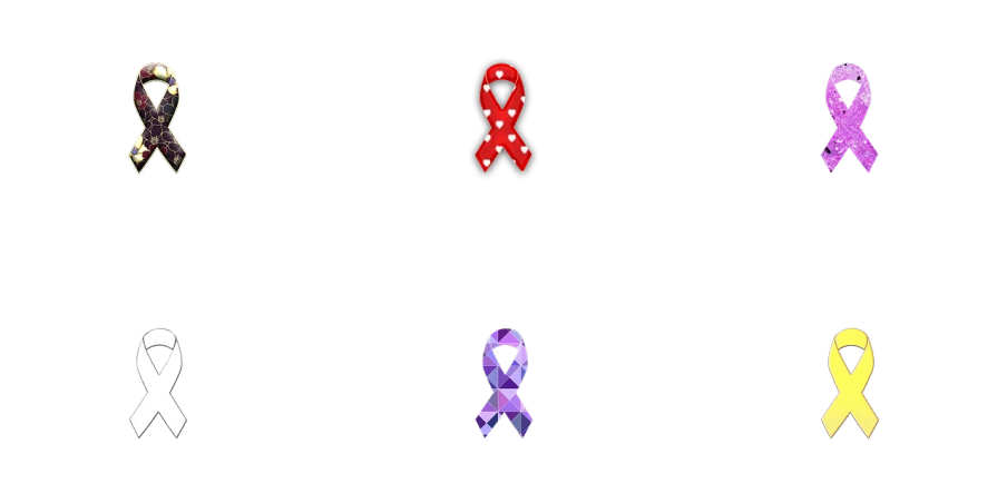 a number of different colored ribbons on a black background, digital art, red and purple, cutie mark, low quality photo, healthcare